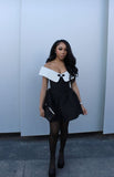 Sexy A line Off The Shoulder Black Short Homecoming Dress HZ1022