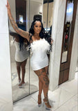 Sexy Sheath Strapless Short White Homecoming Dress HZ1022