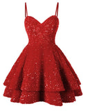 Short Homecoming Dress for Teens Sparkly Glitter Sequins A Line Mini Homecoming Dresses HZ1022