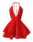 Short Homecoming Dress Sparkly Glitter Sequins A Line Mini Homecoming Dresses HZ1022