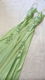 Chic Mermaid Spaghetti Straps Pink Satin Evening Dress Long Prom Dresses HZ1022