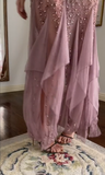 Modest Mermaid V Neckline Pink Chiffon Ruffles Long Party Dress Prom Dresses HZ1022