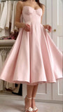A line Spaghetti Straps Pink Satin Evening Dress Party Dress Prom Dress HZ1022