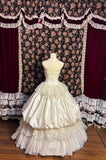 Retro Elegant Strapless Sequin Beaded Satin Flower Bud Lace Edge Wedding Dress HZ1022