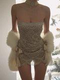 Sequined celebrity heavy work pure desire sexy tube top birthday party homecoming dress HZ1022