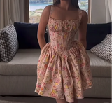 Floral Holiday Strapless Puff Homecoming Dress HZ1022