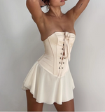 Sexy hot girl lace up tube top birthday party homecoming dress HZ1022