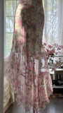 Flowing Chiffon Sequin Print Pink Irregular Skirt Prom Dress HZ1022