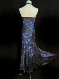 Elegant Navy Halter Neck Embroidered Satin Long Prom Dress HZ1022