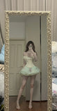 Fresh Green Tulle Herringbone Bustier Mini Homecoming Dress HZ1022