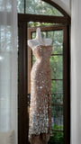 Shiny Halterneck Large Sequined Slit Mermaid Prom Dress HZ1022
