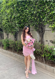 17th Birthday Pink Strapless Chiffon Slim Fit Hip Homecoming Dress HZ1022