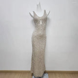 Sexy Mermaid Silver Sequin Evening Party Dress Birthday Outfits HZ1022