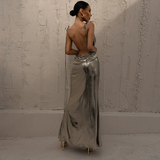 Spaghetti Strap Backless Sleeveless Backless Evening Party Evening Sheath Dress Birthday Outfits HZ1022