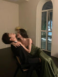 Sexy Mermaid Green Party Dresses Satin Long Prom Dresses HZ1022