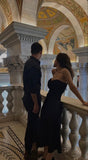 Sexy A line Sweetheart Party Dresses Black Ankle Length Prom Dresses HZ1022
