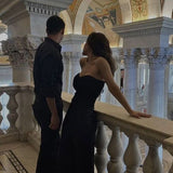 Sexy A line Sweetheart Party Dresses Black Ankle Length Prom Dresses HZ1022