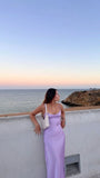 A line Straps Backless Party Dress Long Lilac Prom Dress HZ1022