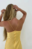 Simple Mermaid Straps Yellow Prom Dress 21th Birthday Outfit HZ1022