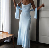 Sexy A line Straps Sleeveless Party Dress Light Sky Blue Prom Dress HZ1022