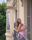 Sexy A line Sweetheart Sleeveless Party Dress Pink Slit Flowers Prom Dress HZ1022