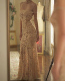 Mermaid Long Prom Dress New Arrival Sexy Floral Lace Evening Dress HZ1022