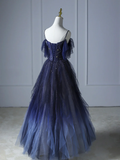 Beautiful Spaghetti Strap Evening Party Dress Grape Prom Dresses HZ1022