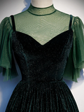 Elegant A-Line Green Evening Dress Long Prom Dress HZ1022