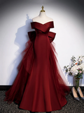 Mermaid Off Shoulder Evening Dress with Bow Prom Dress HZ1022