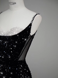 Luxury Mermaid Sequin Evening Dress Black Long Prom Dress HZ1022