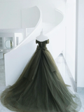 Beautiful Ball Gown Sweet 16 Dress Green Tulle Long Party Dress HZ1022