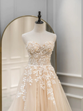 Cute Tulle Sweetheart Long Party Dress with Lace Prom Dress HZ1022