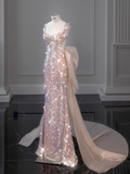 Sparkly Mermaid Straps Sequin Party Dresses Long Prom Dresses HZ1022