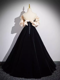 A line Off The Shoulder Evening Party Dress Satin Black Prom Dress HZ1022