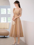 Sexy A Line Square Party Dress Knee Length Prom Dress HZ1022