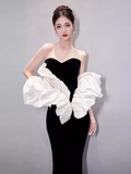 Mermaid Strapless Party Dress Black Long Prom Dress HZ1022