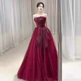 Sexy Strapless Red Party Dresses Long Prom Dresses HZ1022