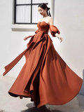 Sexy Ball Gown Off The Shoulder Party Dresses Satin Prom Dresses HZ1022