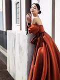 Sexy Ball Gown Off The Shoulder Party Dresses Satin Prom Dresses HZ1022
