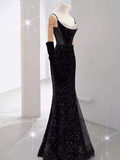 Mermaid Long Prom Dress New Arrival Sexy Black Slit Evening Dress HZ1022