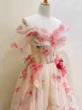 Ball Gown Champagne Floral Prom Dress Long Party Dresses HZ1022