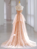 Sparkly Sheath Champagne Sequin Long Prom Dress Party Dresses HZ1022