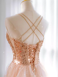 Sparkly Sheath Champagne Sequin Long Prom Dress Party Dresses HZ1022