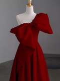 Simple A Line Strapless Red Floor Length Prom Dress HZ1022