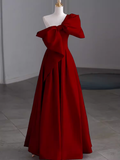Simple A Line Strapless Red Floor Length Prom Dress HZ1022