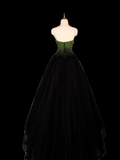 Ball Gown Sweetheart Tulle Black Prom Dresses Evening Dress HZ1022