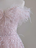 Pretty A line Off The Shoulder Pink Sequin Long Evening Party Dress Prom Dresses HZ1022