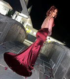 Sexy Mermaid Burgundy Spaghetti Straps Prom Dress 22th Birthday Outfits HZ1022