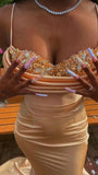 Straps Prom Dresses Beads Bodice Glitter Prom Dress Birthday Outfits HZ1022