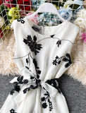 A line flowers short dress summer dress HZ1022